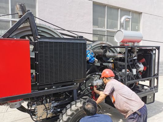 97kw 2x40kN এয়ার ব্রেক সিস্টেম সহ হাইড্রোলিক ওভারহেড কেবল টেনশনার